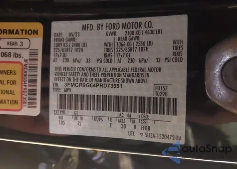 2023 Ford Bronco Sport Heritage из США, поврежденный, VIN 3FMCR9G64PRD73551